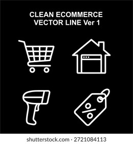 Fondo negro de línea de Vector de comercio electrónico limpio