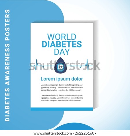 A clean and editable diabetes awareness poster in a modern blue medical style. Perfect for clinics, hospitals, health institutions, and educational campaigns. Vector-based design.