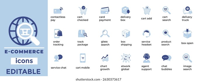 Clean, editable e-commerce line icons for UI, fintech, stores, apps, and marketing. Ideal for digital business needs.

