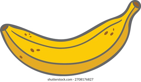 Clean, editable vector illustration of a ripe yellow banana, isolated on white. EPS10 with scalable shapes and easy recolor—ideal for menus, packaging, labels, stickers, education, and food branding.