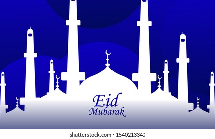 Clean eid mubarak mosque banner background