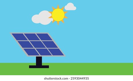 Clean electrical energy concept. Renewable electrical resources from solar panels. Future ecological changes