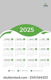 Limpar modelo de calendário elegante 2025
