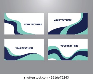 Clean and elegant abstract wave banners in dark blue and cyan shades with space for text ideal for corporate flyers, digital promotions, or modern ads