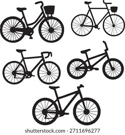 A clean and elegant bicycle silhouette vector set featuring various. Fully scalable and easy to customize.