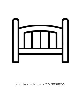 Clean and elegant black metal bed headboard with vertical slats, isolated on white background, perfect for interior design and furniture catalogs.
