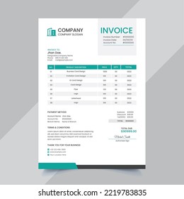 Limpiar plantilla elegante de diseño de facturas comerciales