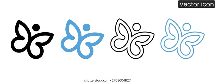 Clean, elegant butterfly logo variations for wellness, beauty, or nature-inspired brand. Minimalist design conveys growth, transformation, and a positive brand identity.