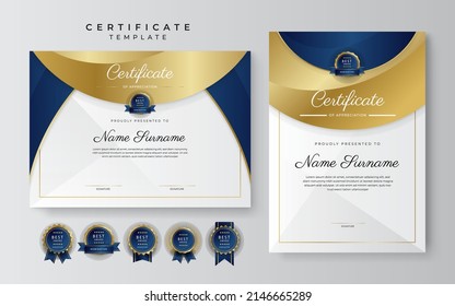 Clean elegant Certificate template with modern corporate or education design concept. Diploma certificate, award recognition premium design