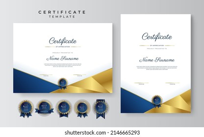 Clean elegant Certificate template with modern corporate or education design concept. Diploma certificate, award recognition premium design