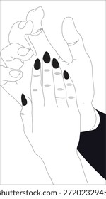Una ilustración de contorno de mano de pareja limpia y elegante que simboliza el amor, el romance, la confianza y la conexión emocional. Este diseño de arte de línea mínima es perfecto para proyectos de San Valentín, invitaciones de boda, citas de amor, arte de pared, impresiones de camisetas, carteles, tarjetas de felicitación, tatuajes y marca romántica moderna. Ideal tanto para uso digital como impreso, esta obra de arte de contorno representa un profundo vínculo, afecto y unión en un estilo visual simple pero poderoso.