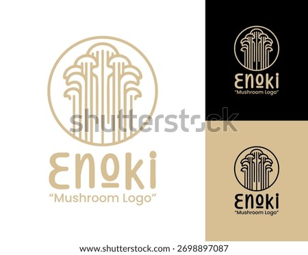 A clean and elegant enoki mushroom logo ideal for natural restaurants and fresh food branding.