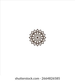 A clean and elegant geometric design featuring a central circular element and radiating patterns, suitable for various decorative applications.