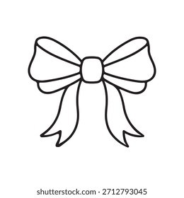 A clean and elegant hand-drawn bow ribbon outline in black line art style. Perfect for digital design, stickers, crafts, scrapbooking, greeting cards, invitations, sublimation, and print-on-demand pro