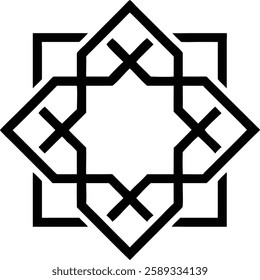 A clean and elegant interwoven geometric Islamic pattern forming a square-star.