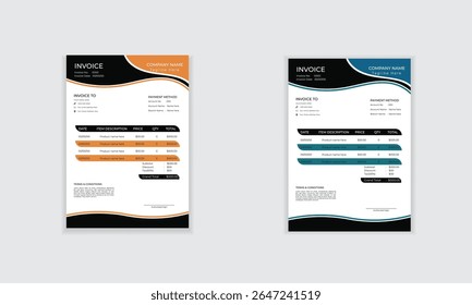 Clean elegant minimal invoice template layout design
