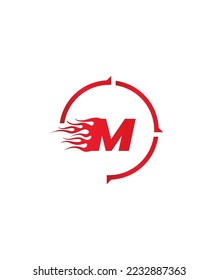 A clean and elegant , professionally shaped with racing theme letter M vector logo template