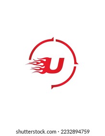 A clean and elegant , professionally shaped with racing theme letter U vector logo template
