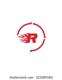 Una plantilla de logotipo vectorial R de letra de tema de carreras limpia y elegante, con forma profesional