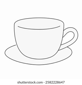 A clean and elegant teacup vector illustration in white. Perfect for kitchen branding, tea branding, and home dining decor.