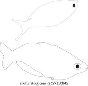  Clean and elegant, this hand-drawn line art style adds a modern touch to traditional fishing imagery.