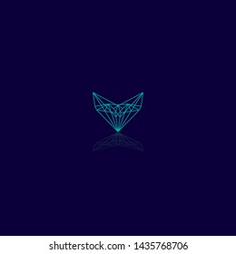 clean, elegant, unique and modern with mono line and geometric logo style with fox and diamond
