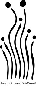 Clean and elegant wavy stems with rounded tops, a minimalist and organic design representing growth and nature, perfect for modern illustrations, subtle graphic elements, or sophisticated visual theme