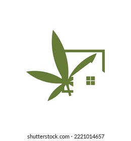 clean and elegant weed house logo vector