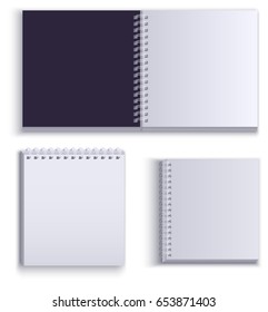 Clean empty paper notepad for notes. Isolated on white vector illustration