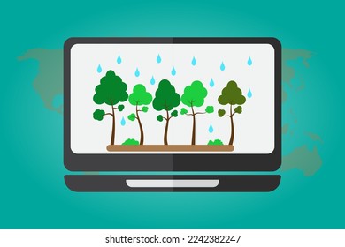 Clean energy concept displayed on laptop.