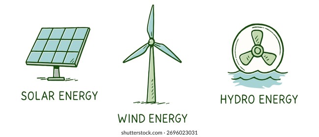 Concepto de energía limpia con Elementos verdes