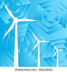 Clean energy concept with wind generators vector background