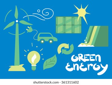 Clean Energy Ecological Types Electricity Renewable Stock Vector ...