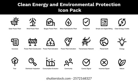 Clean Energy and Environmental Protection Icon Pack.