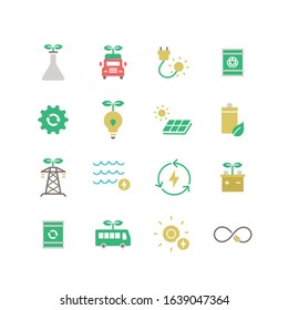 CLEAN ENERGY FLAT ICON SET
