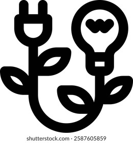 Clean Energy, Green Outline Icon