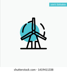 Clean, Energy, Green, Power, Windmill turquoise highlight circle point Vector icon