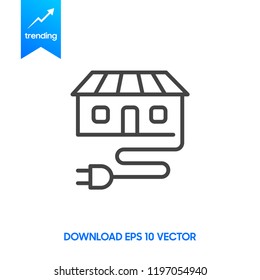 Clean energy house icon suitable for info graphics, websites and print media and interfaces. Line vector icon.