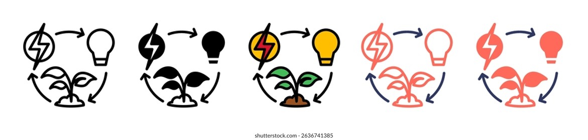 Clean Energy Icon Multiple Vector Illustration