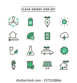 CLEAN ENERGY LINE ICON SET