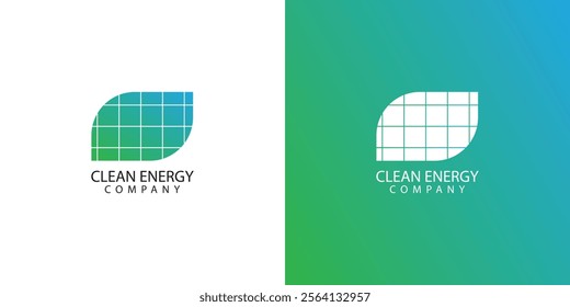 Clean energy logo design, modern, energy, icon, Premium Vector, leave as solar panel illustration