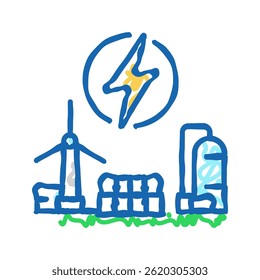 clean energy production carbon doodle icon sketch vector. clean energy production carbon sign. isolated symbol illustration
