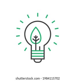 Clean energy, Renewable energy source and Ecology protection icon. Light bulb icon on white background.