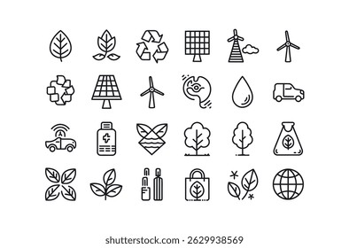 Clean Energy and Sustainable Living Icons