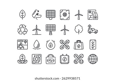 Clean Energy and Sustainable Living Icons