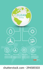 Clean Energy, Vector ecology concept, Concept design, concept with eco, earth, green,energy, Vector eps 10