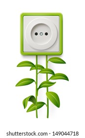 Clean energy. Vector illustration of an electrical outlet, and natural resources. Green energy