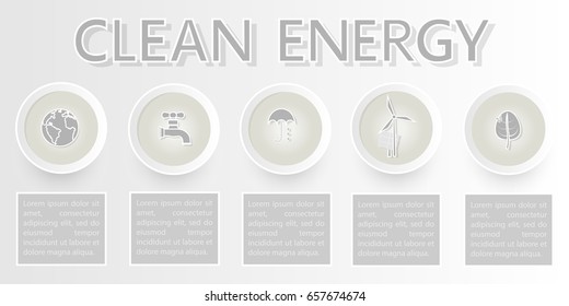 clean energy vector template with icons symbol of the environment and space for text