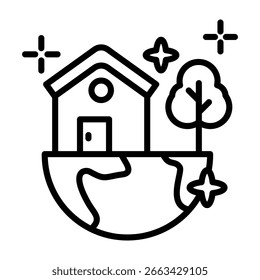 Limpar ilustração de vetor de estilo de linha de ícone de ambiente