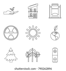 Clean environment icons set. Outline set of 9 clean environment vector icons for web isolated on white background